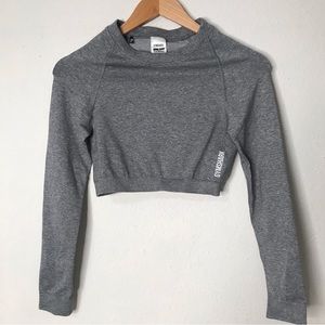 Gymshark Long Sleeve Crop Top - Heather Gray - Medium NWOT